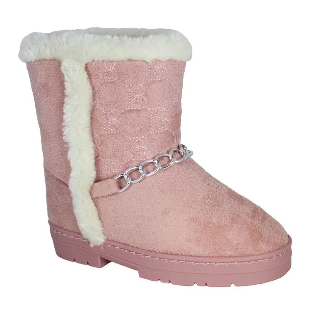 BEBE Girls Pink Faux Fur Lined Chain Boots Size 11 Toddler NIB